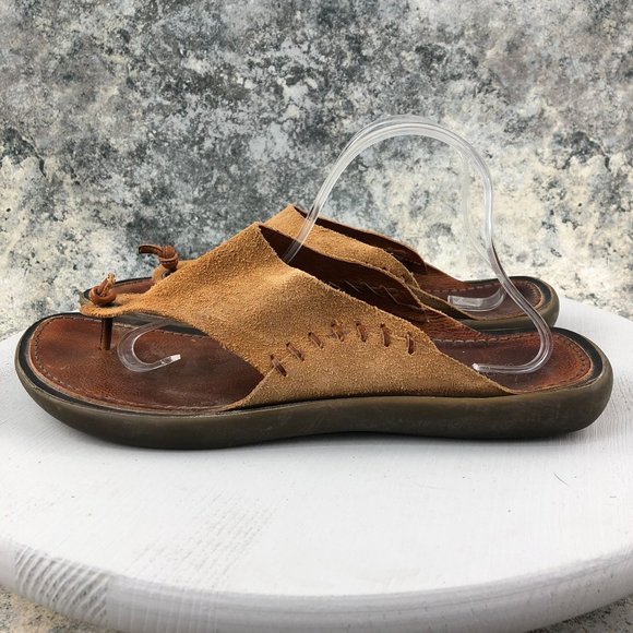 DONALD J PLINER Sport Men's 13M Moro Brown Leather Moc Strap Thong Sandals ITALY - Picture 3 of 13